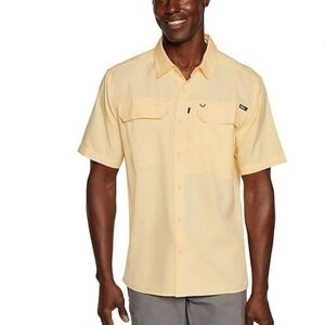 Eddie Bauer Mens Short Sleeve Woven Tech Shirt Yellow Size M NWT